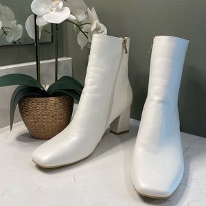 white ankle booties